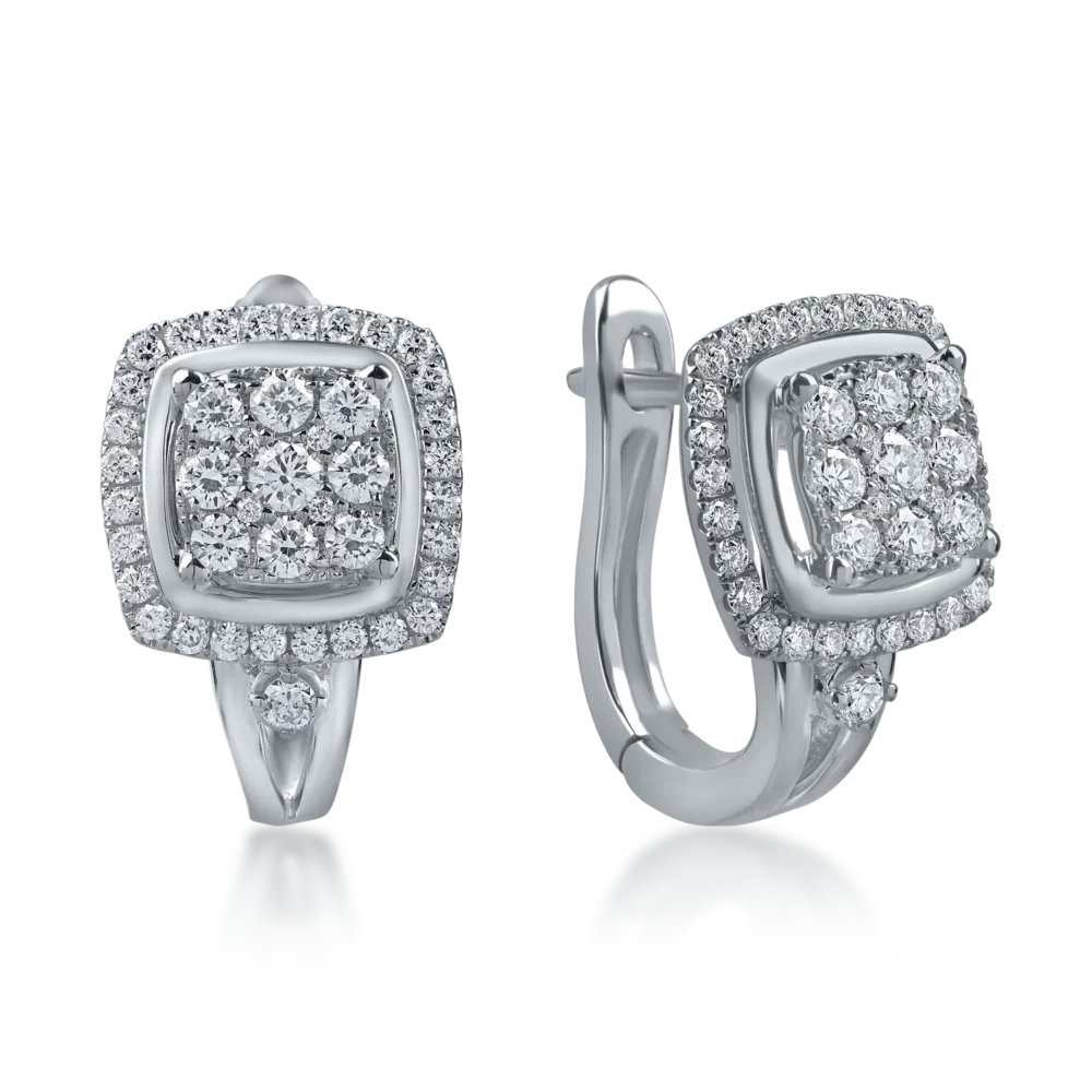 Cercei on-ear din aur alb cu diamante de 0.5ct