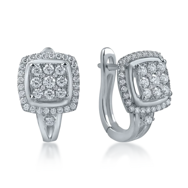 Cercei on-ear din aur alb cu diamante de 0.5ct