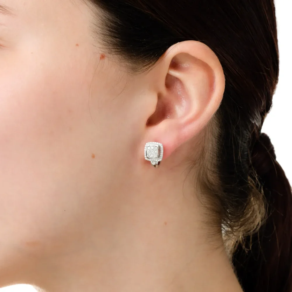 Cercei on-ear din aur alb cu diamante de 0.5ct - imagine 3