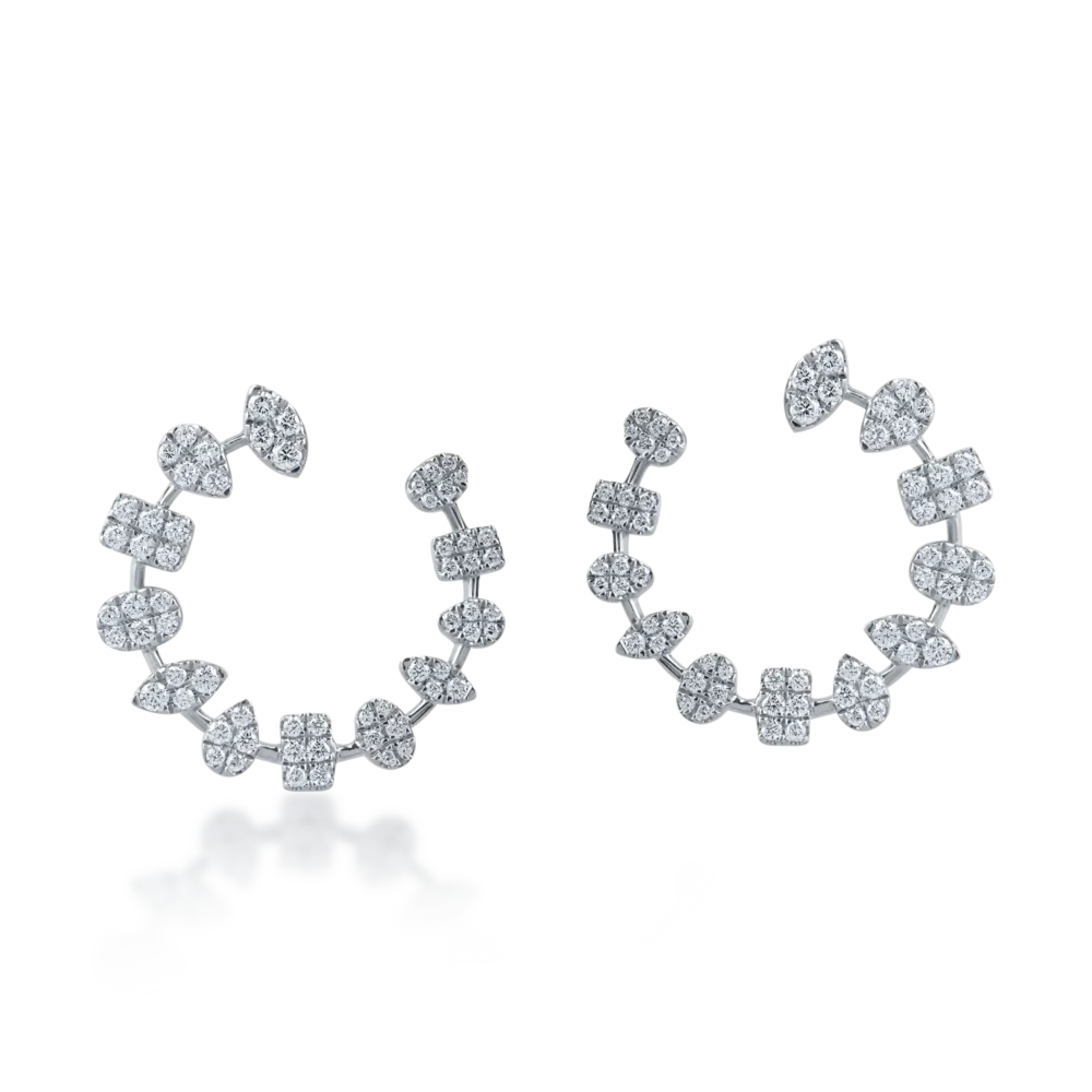 Cercei on ear din aur alb cu diamante de 1.1ct - imagine 2