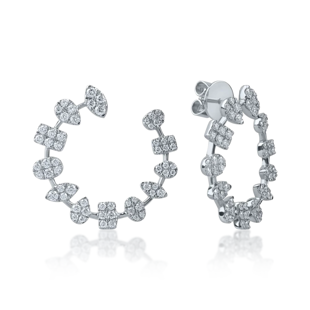 Cercei on ear din aur alb cu diamante de 1.1ct