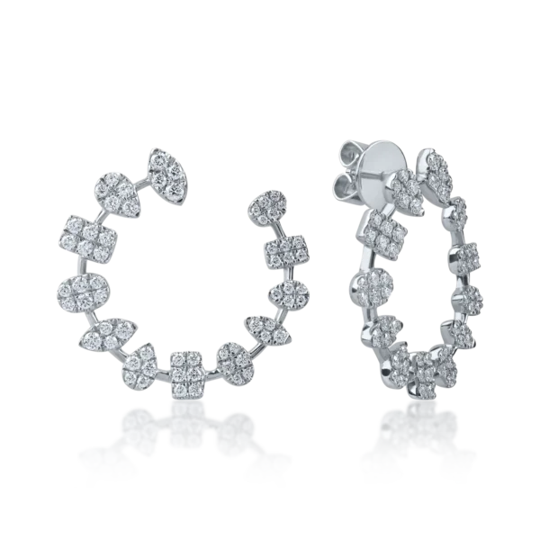 Cercei on ear din aur alb cu diamante de 1.1ct