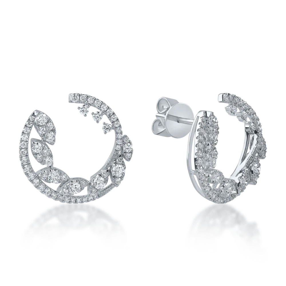 Cercei on ear din aur alb cu diamante de 1.1ct