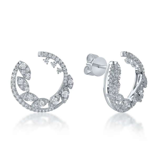 Cercei on ear din aur alb cu diamante de 1.1ct