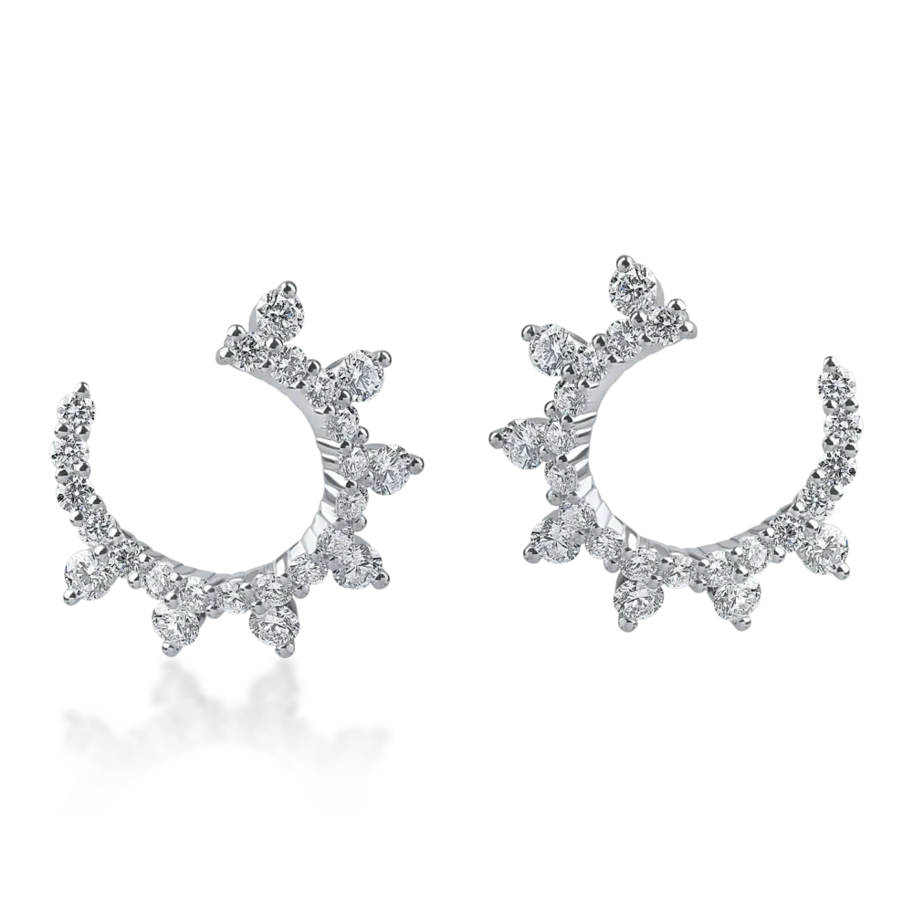 Cercei on ear din aur alb cu diamante de 1.1ct - imagine 2
