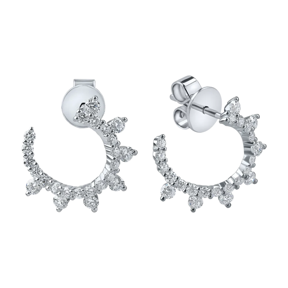 Cercei on ear din aur alb cu diamante de 1.1ct