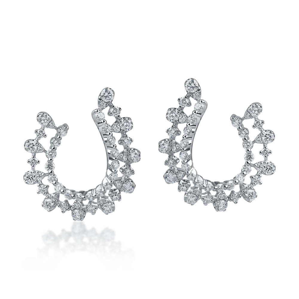 Cercei on ear din aur alb cu diamante de 1.7ct - imagine 2