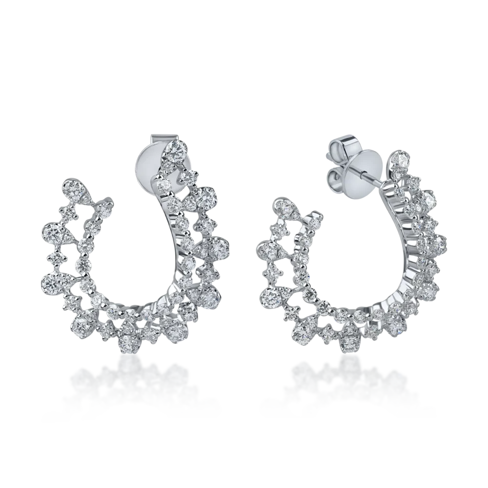 Cercei on ear din aur alb cu diamante de 1.7ct