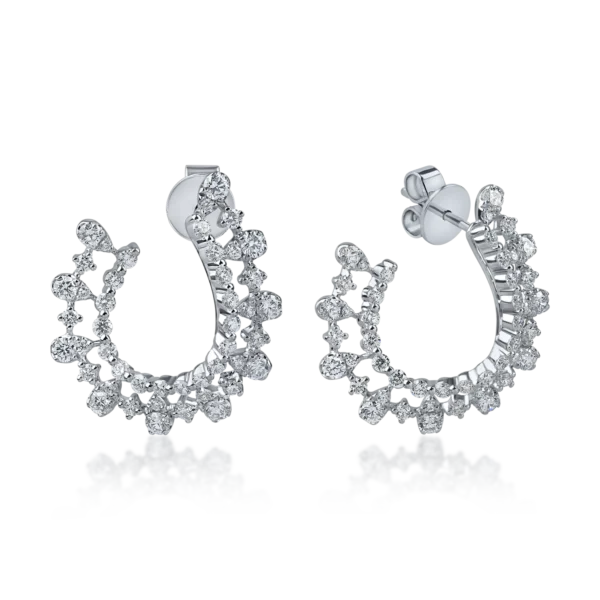 Cercei on ear din aur alb cu diamante de 1.7ct