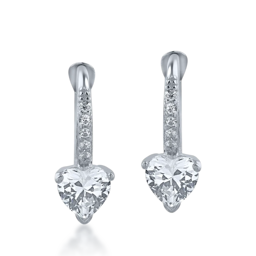 Cercei on-ear din aur alb cu zirconia - imagine 2