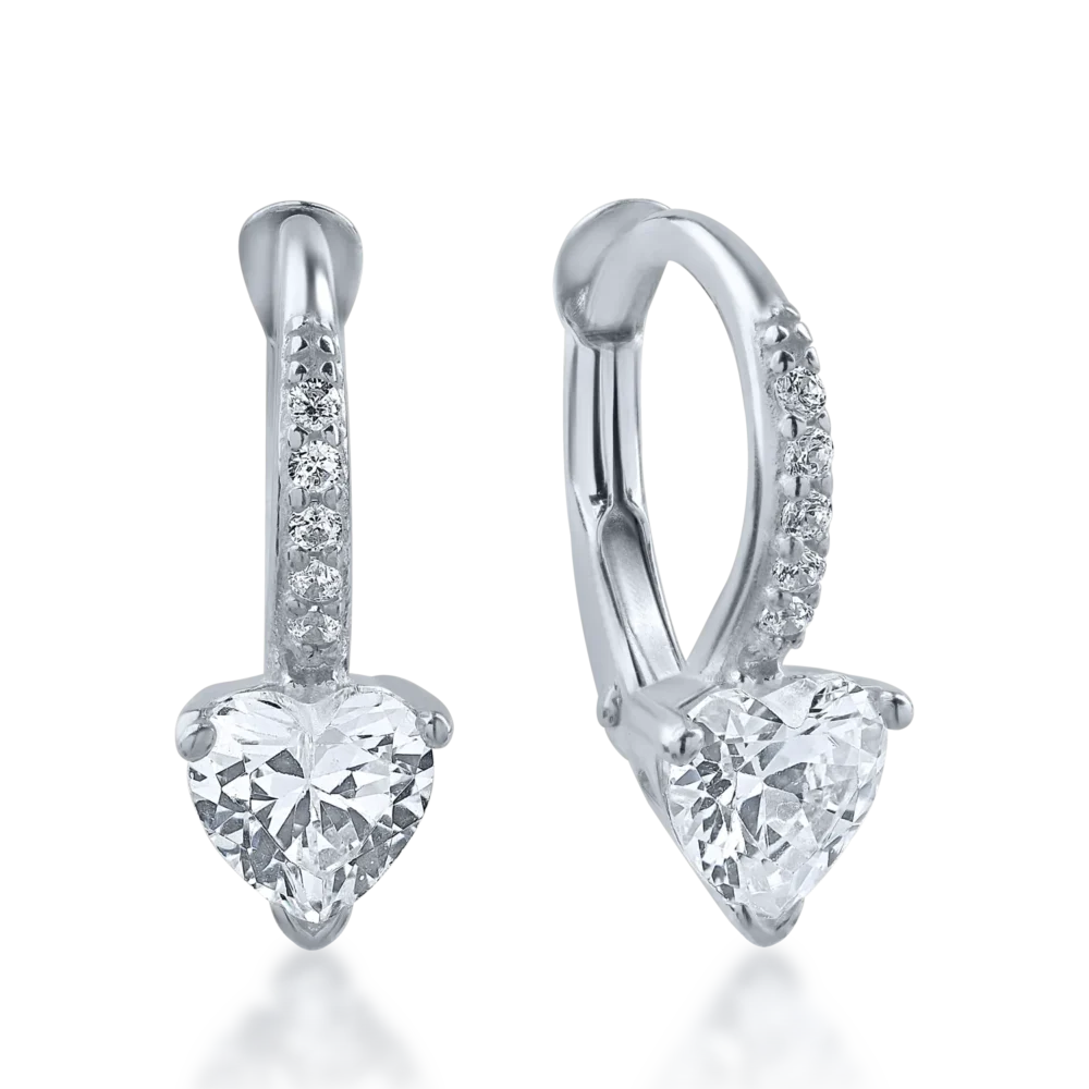 Cercei on-ear din aur alb cu zirconia