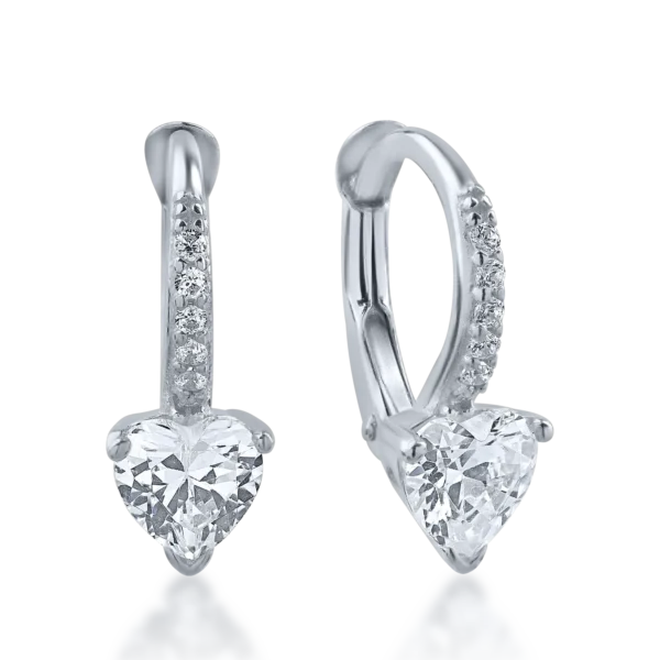 Cercei on-ear din aur alb cu zirconia