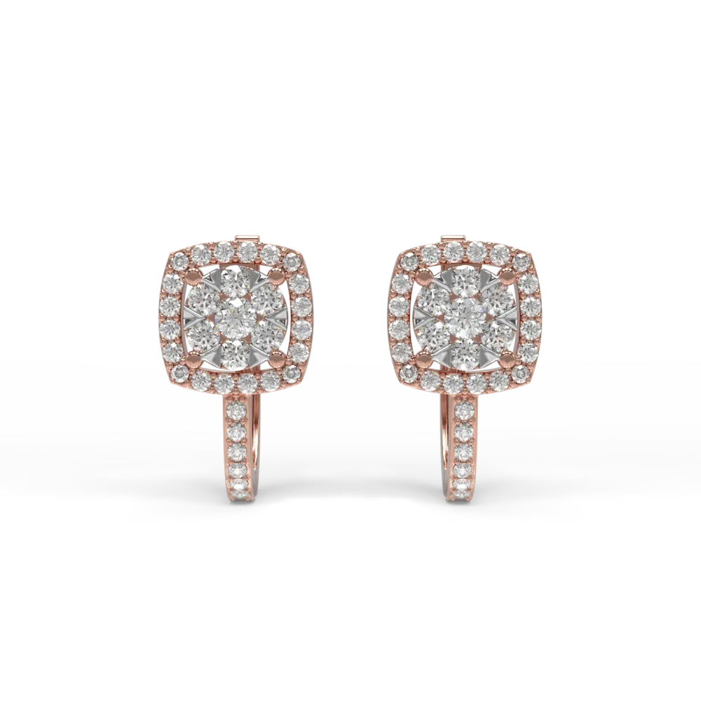 Cercei on ear din aur alb-roz cu diamante de 0.4ct - imagine 2