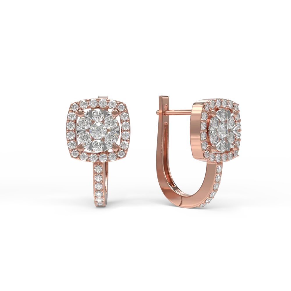 Cercei on ear din aur alb-roz cu diamante de 0.4ct