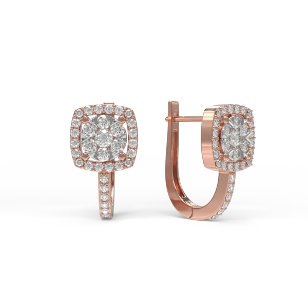 Cercei on ear din aur alb-roz cu diamante de 0.4ct