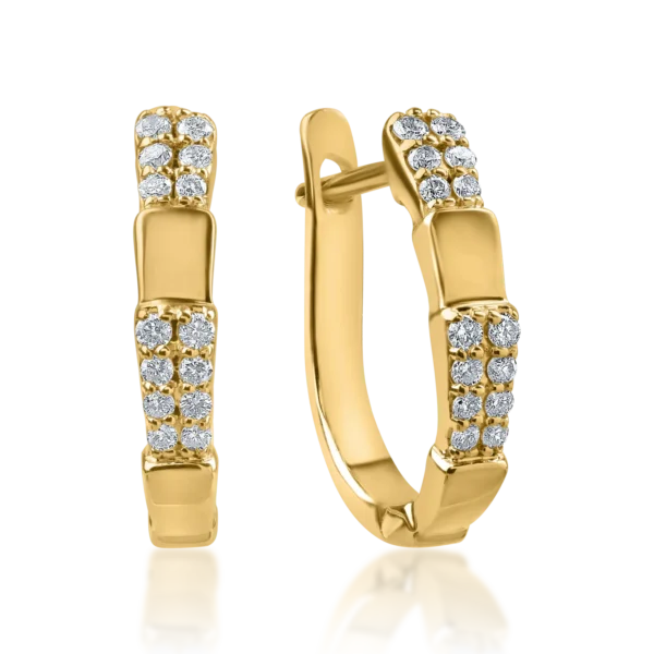 Cercei on-ear din aur galben cu diamante de 0.17ct