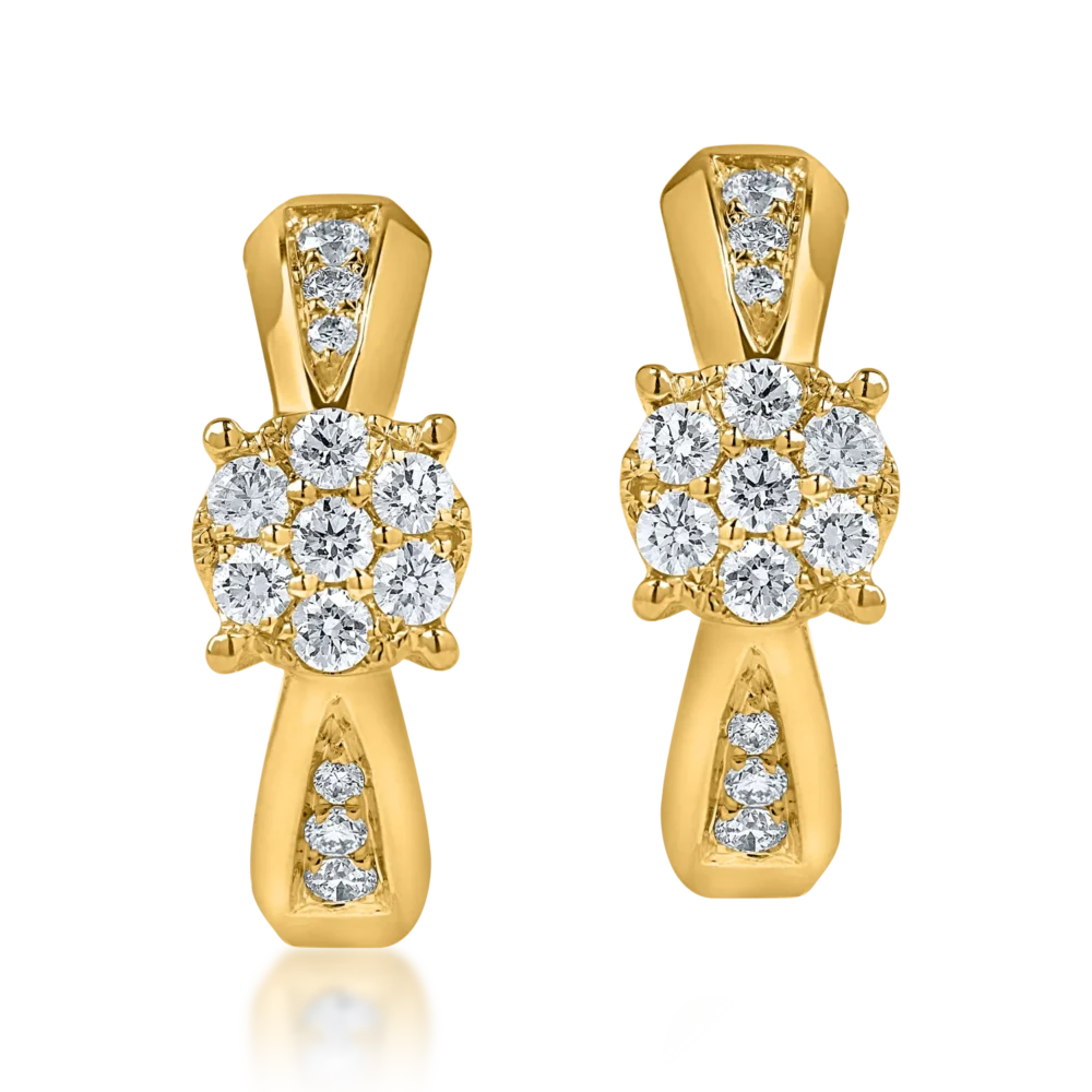 Cercei on-ear din aur galben cu diamante de 0.26ct - imagine 2