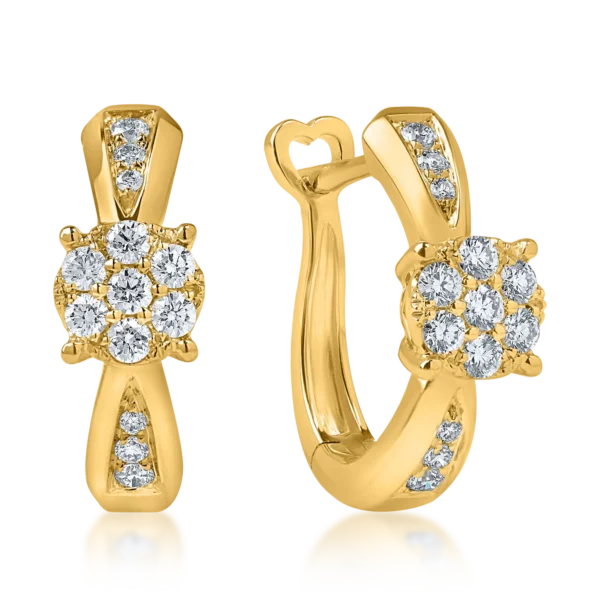 Cercei on-ear din aur galben cu diamante de 0.26ct