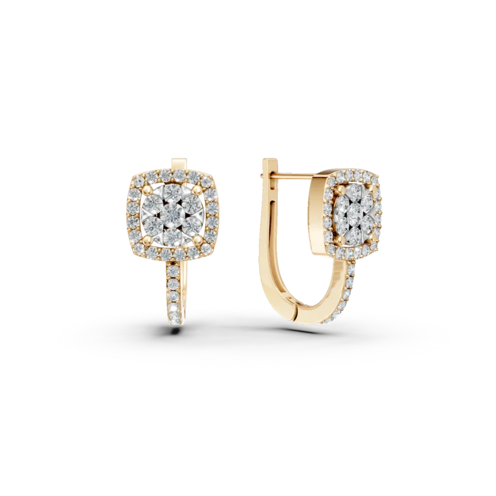 Cercei on-ear din aur galben cu diamante de 0.5ct