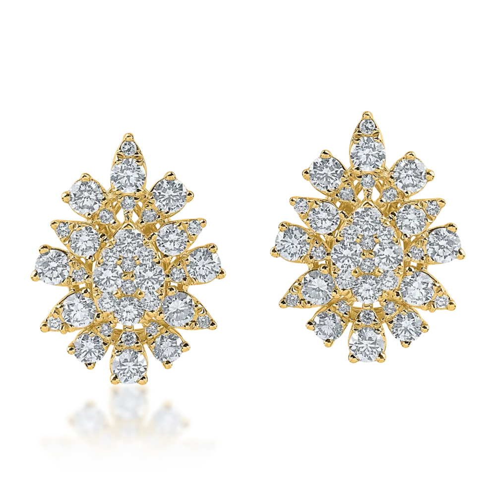 Cercei on ear din aur galben cu diamante de 2.4ct - imagine 2