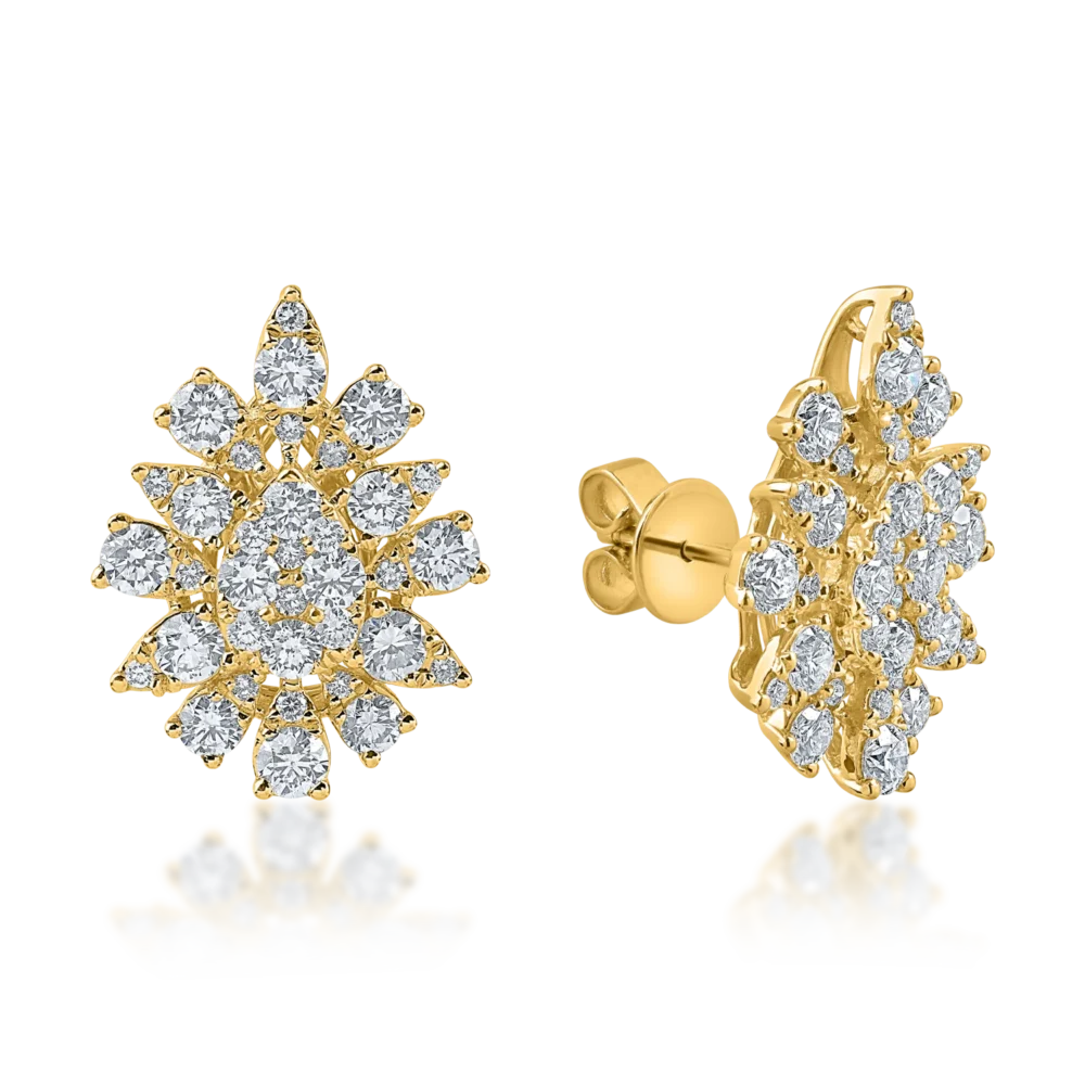 Cercei on ear din aur galben cu diamante de 2.4ct