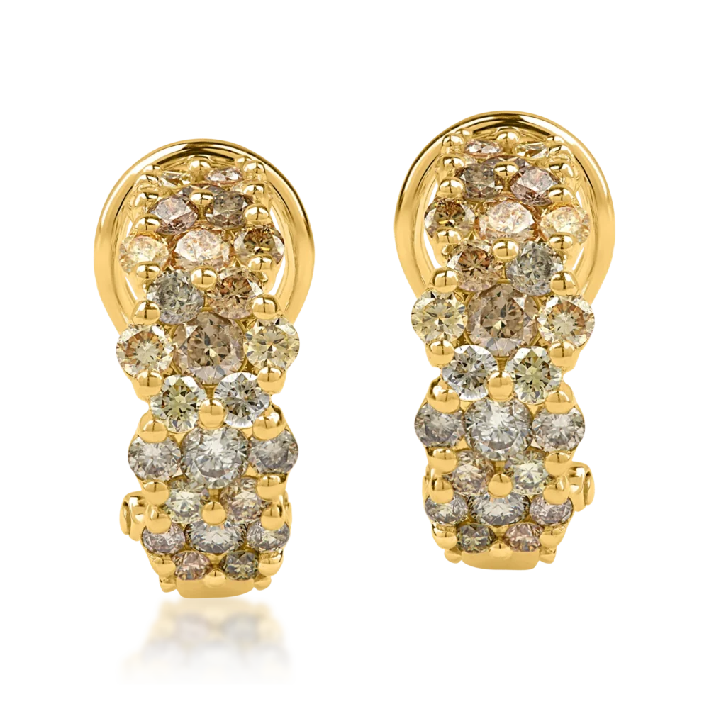 Cercei on-ear din aur galben cu diamante multicolore de 1.7ct - imagine 2