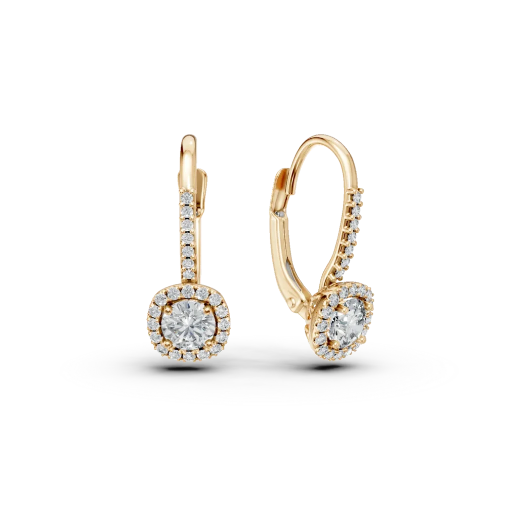 Cercei on-ear din aur galben cu zirconia