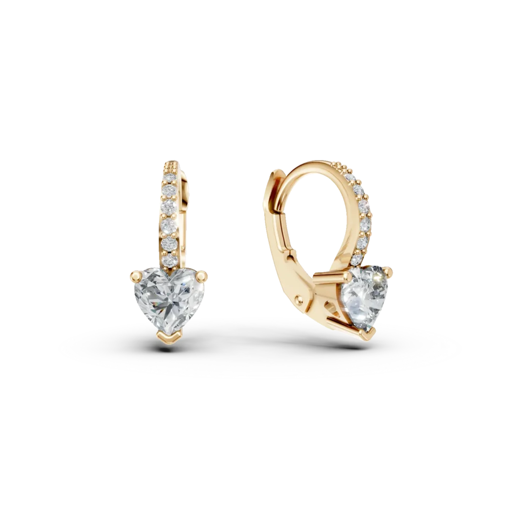 Cercei on-ear din aur galben cu zirconia