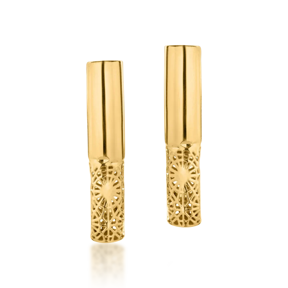 Cercei on-ear din aur galben - imagine 2