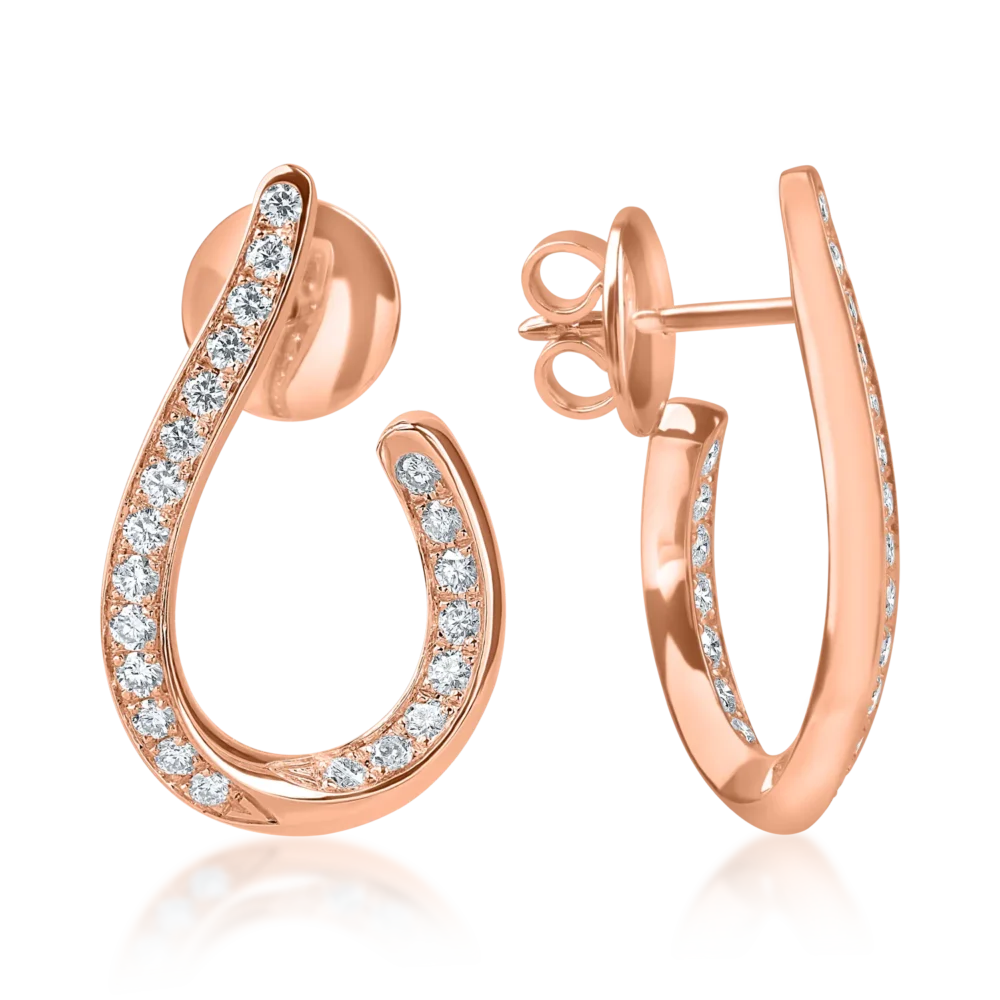 Cercei on-ear din aur roz cu diamante de 0.7ct - imagine 3