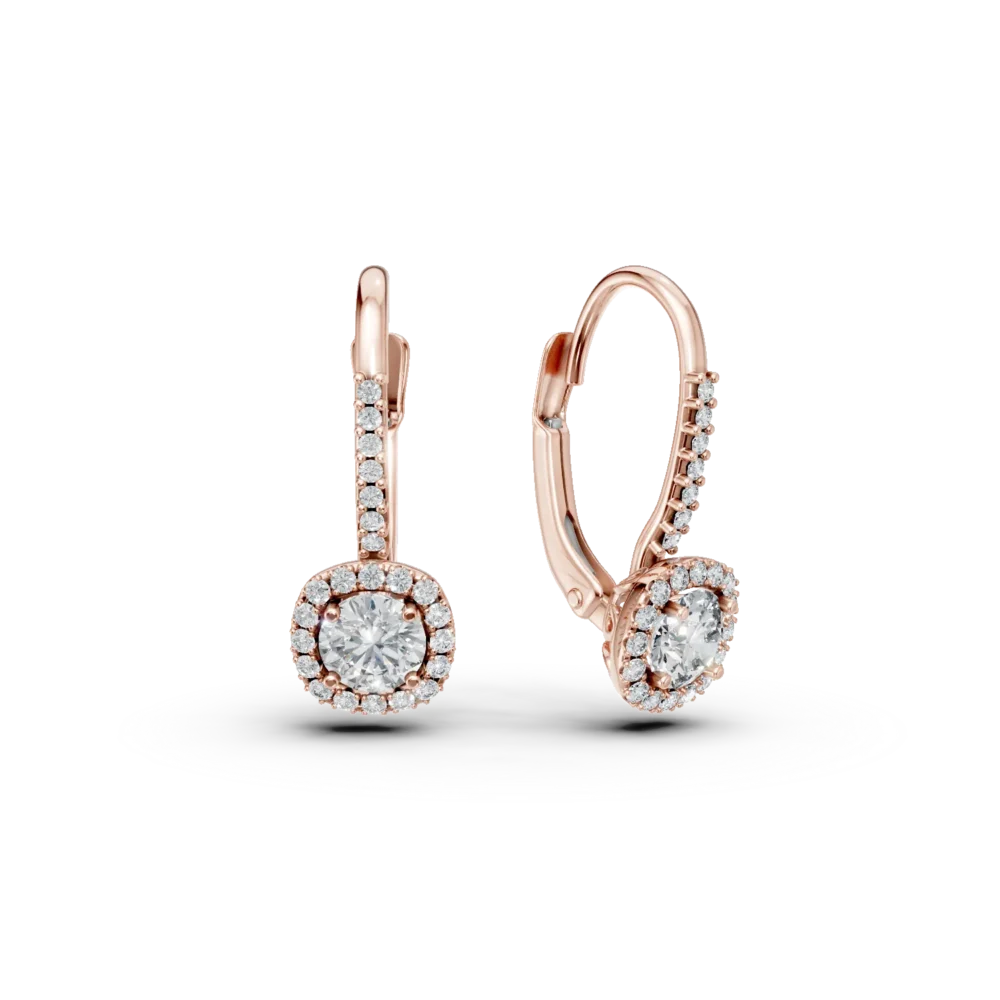 Cercei on-ear din aur roz cu zirconia