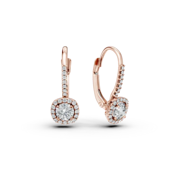 Cercei on-ear din aur roz cu zirconia