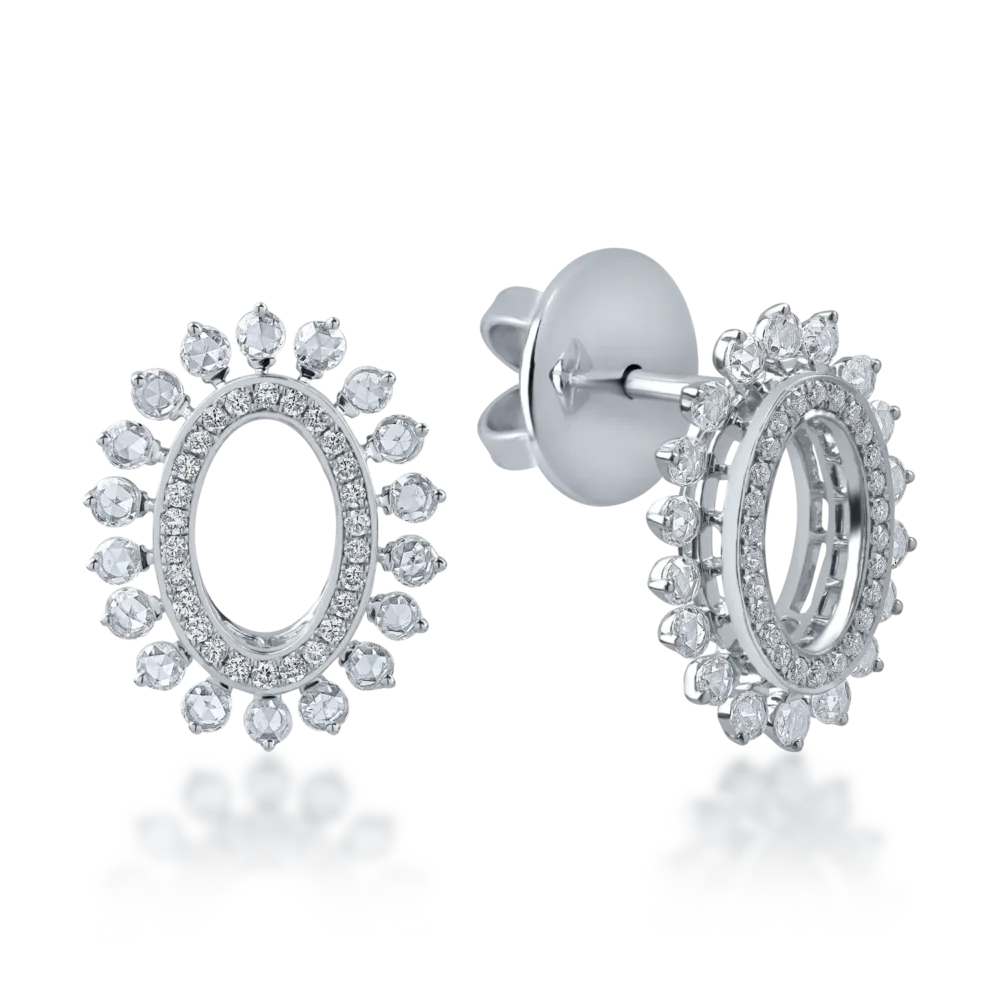 Cercei ovali din aur alb cu diamante de 1.05ct