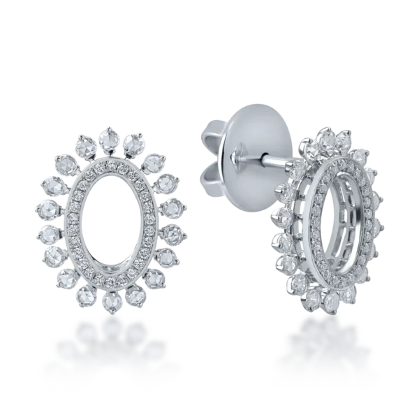 Cercei ovali din aur alb cu diamante de 1.05ct