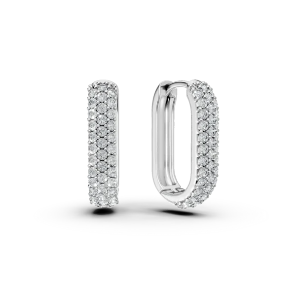 Cercei ovali din aur alb cu zirconii