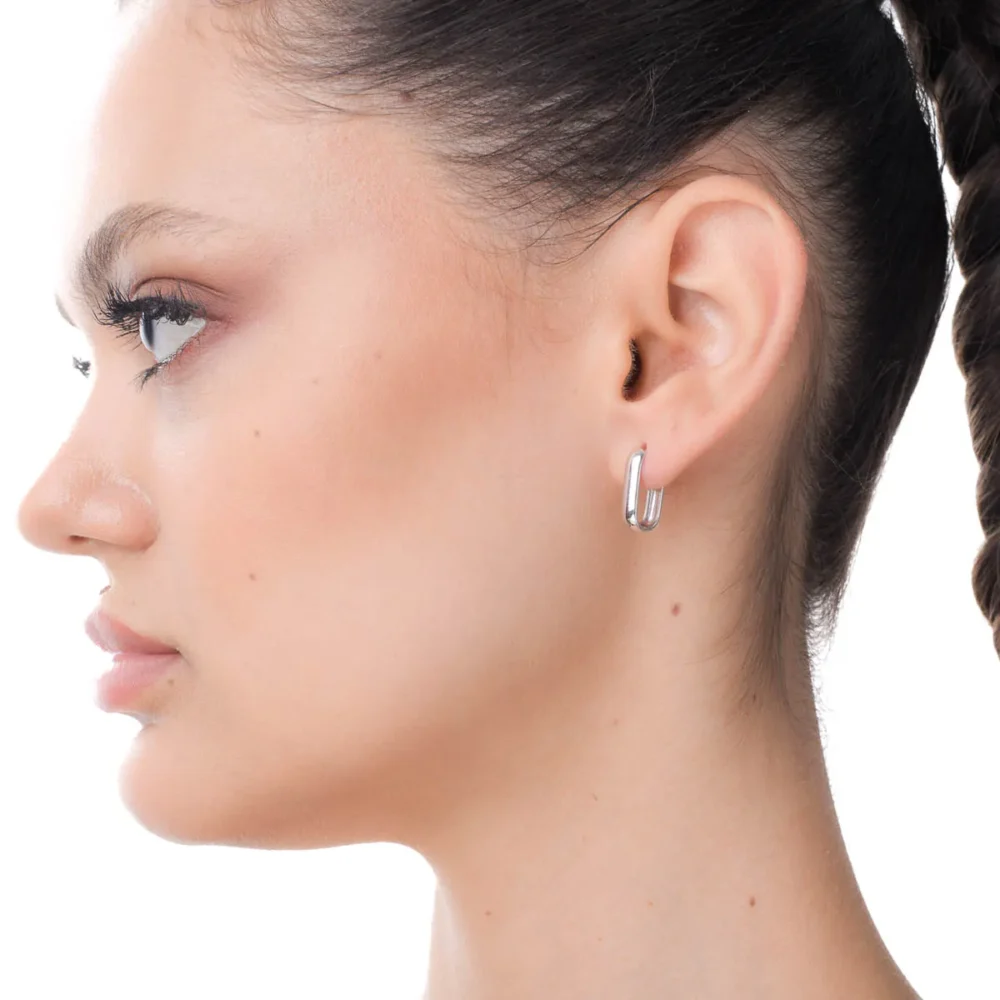 Cercei ovali din aur alb - imagine 3