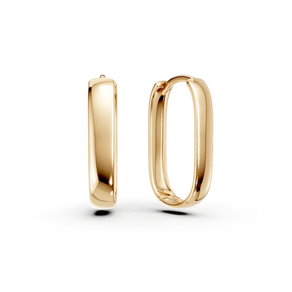 Cercei ovali din aur galben