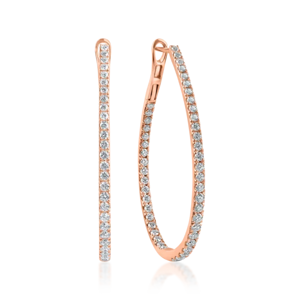 Cercei ovali din aur roz cu diamante de 1.3ct