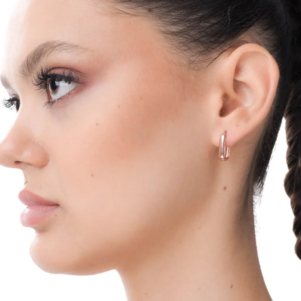 Cercei ovali din aur roz - imagine 3