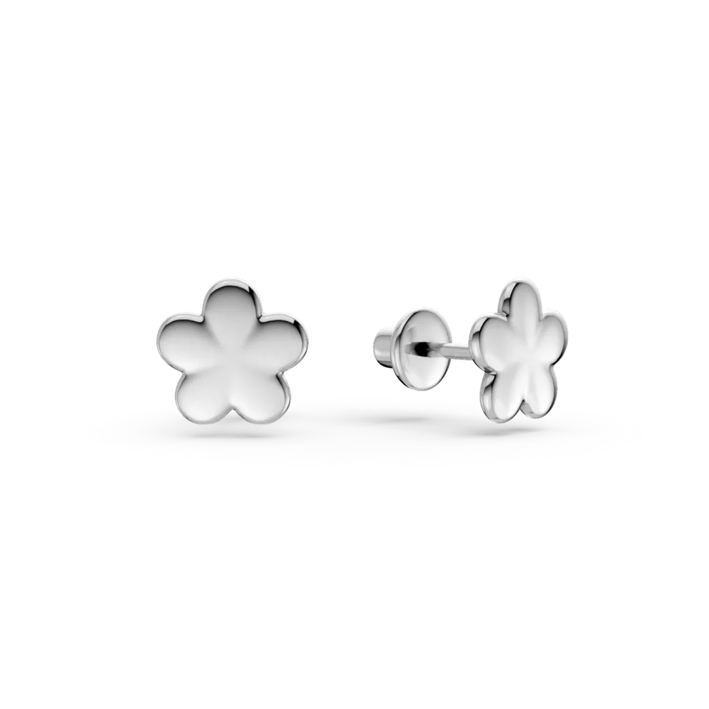 Cercei pentru copii cu floricele din aur alb