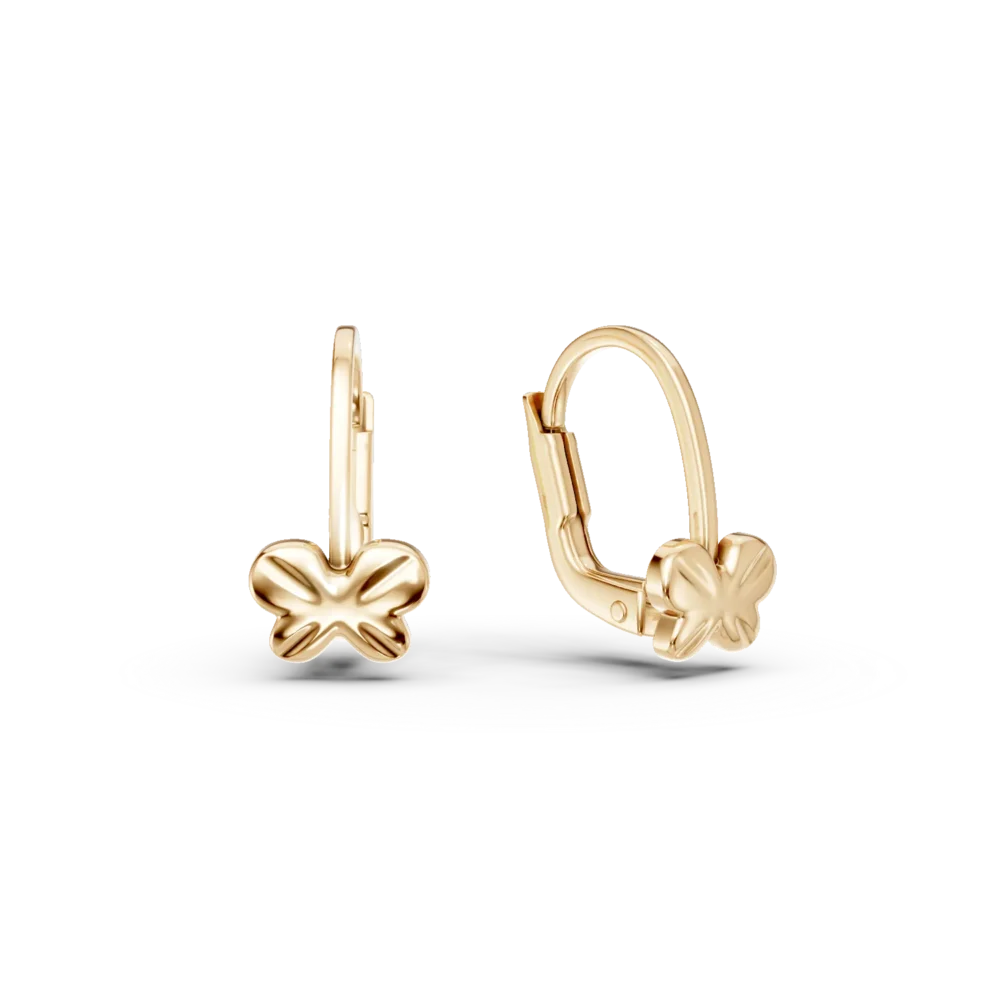 Cercei pentru copii cu fluturasi din aur galben