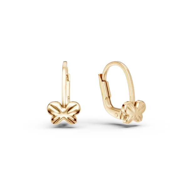 Cercei pentru copii cu fluturasi din aur galben