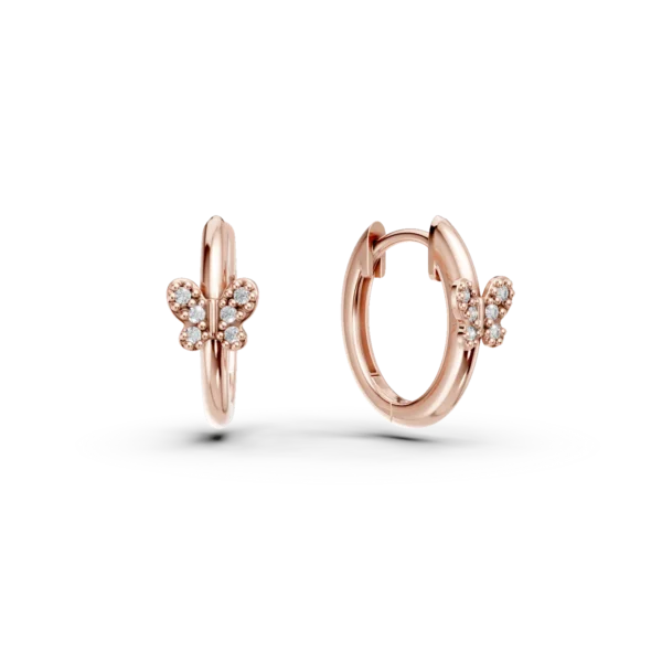 Cercei pentru copii cu fluturasi din aur roz