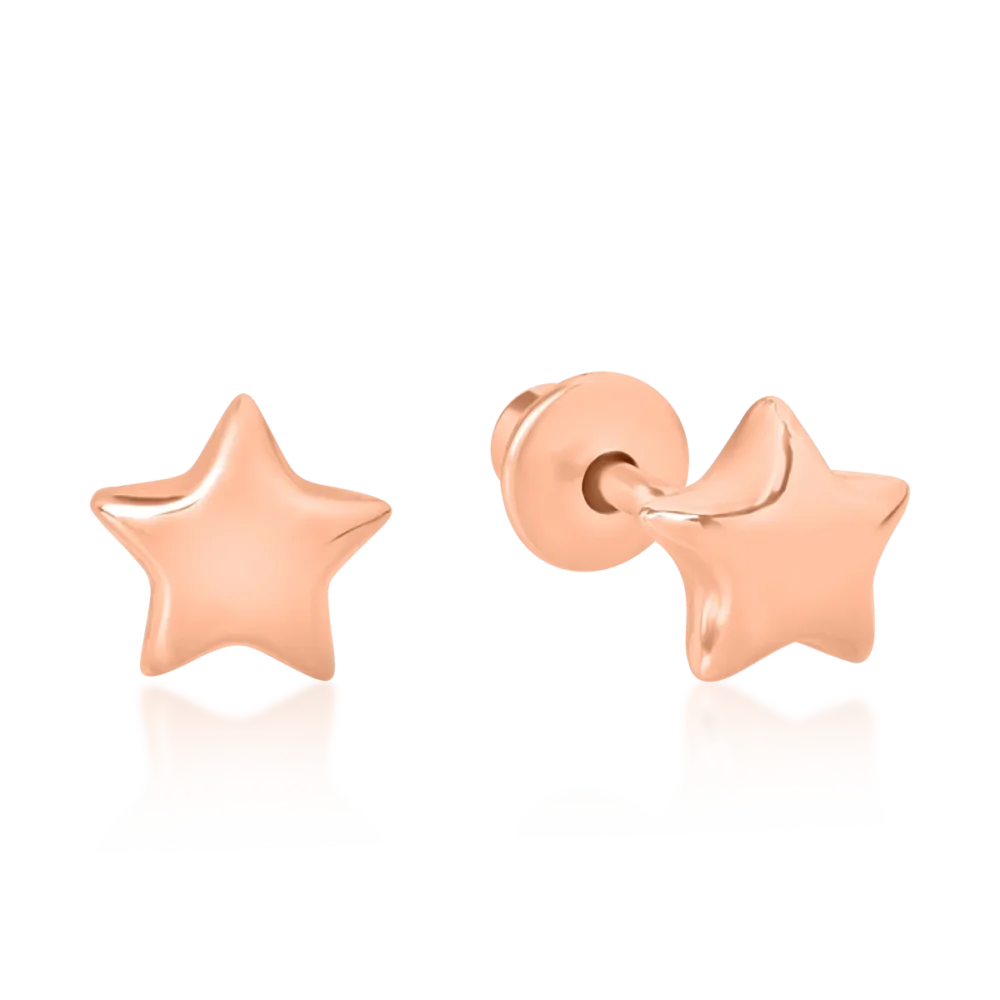 Cercei pentru copii cu stelute din aur roz