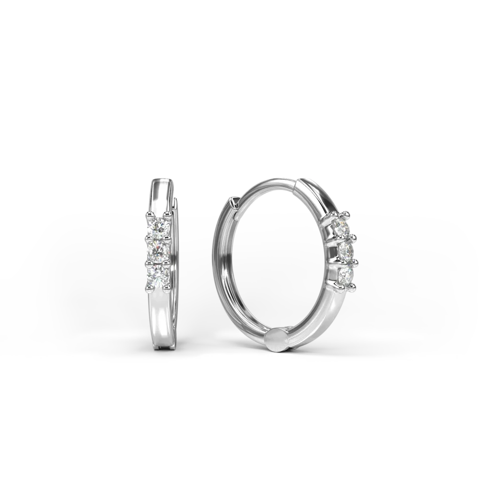 Cercei pentru copii din aur alb cu diamante de 0.054ct