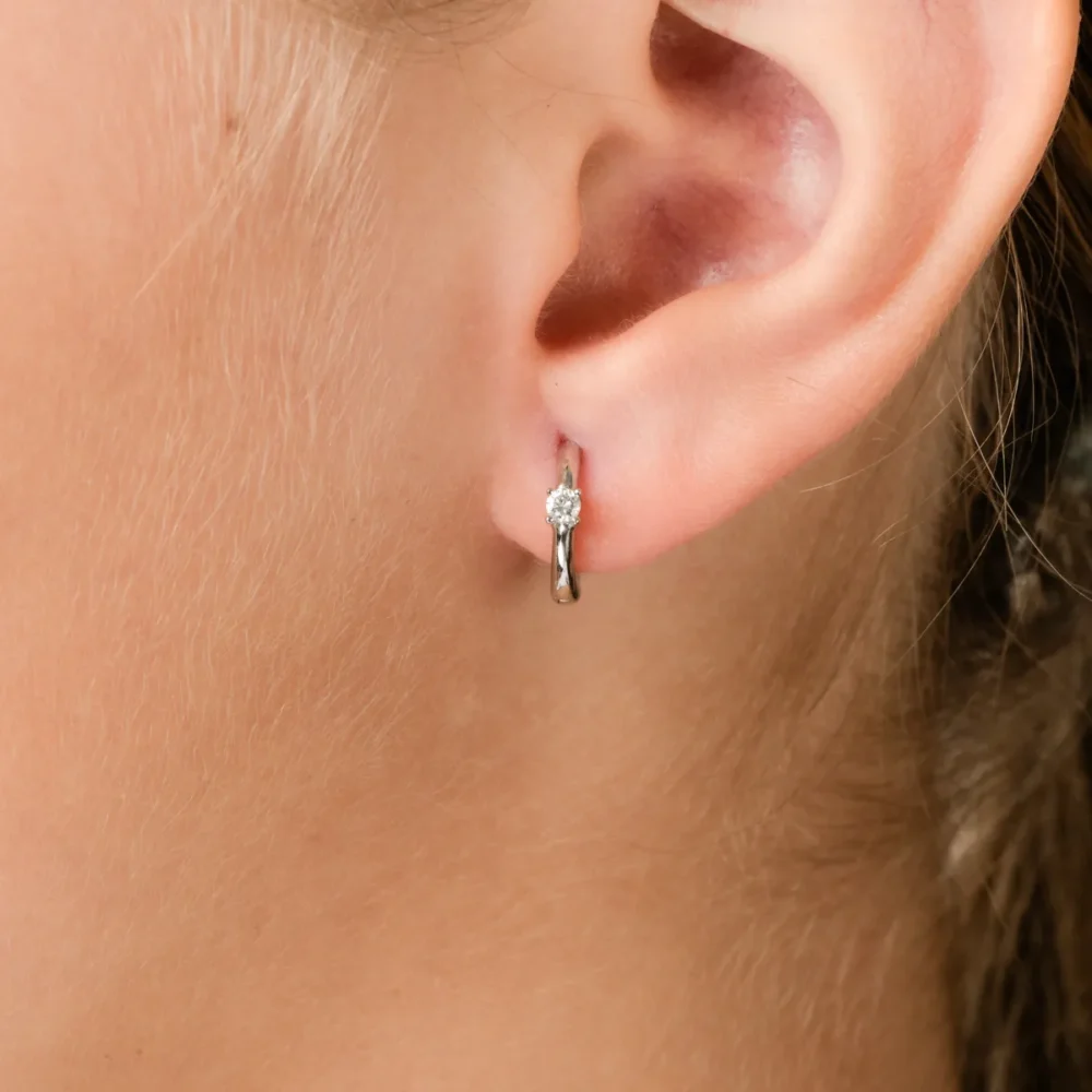 Cercei pentru copii din aur alb cu diamante de 0.10ct - imagine 4