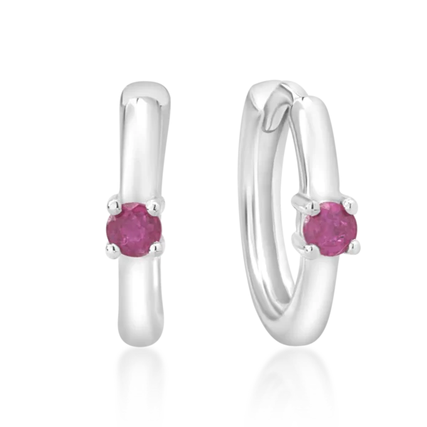 Cercei pentru copii din aur alb cu rubin de 0.13ct