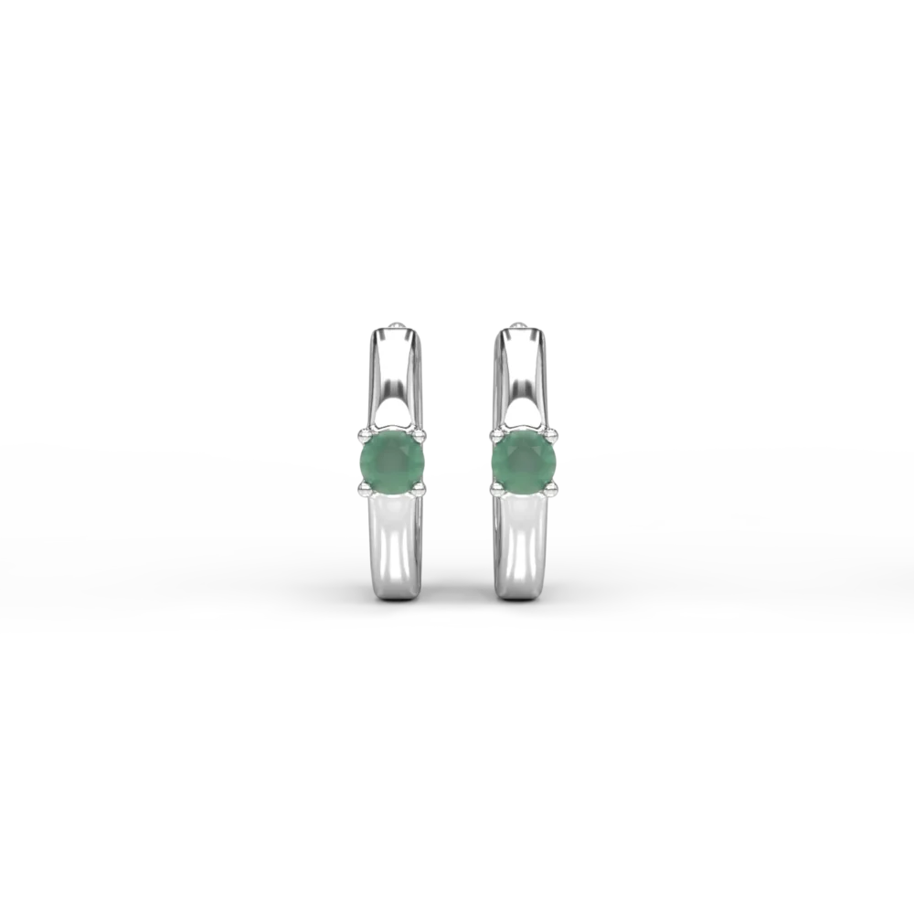 Cercei pentru copii din aur alb cu smarald de 0.11ct - imagine 2