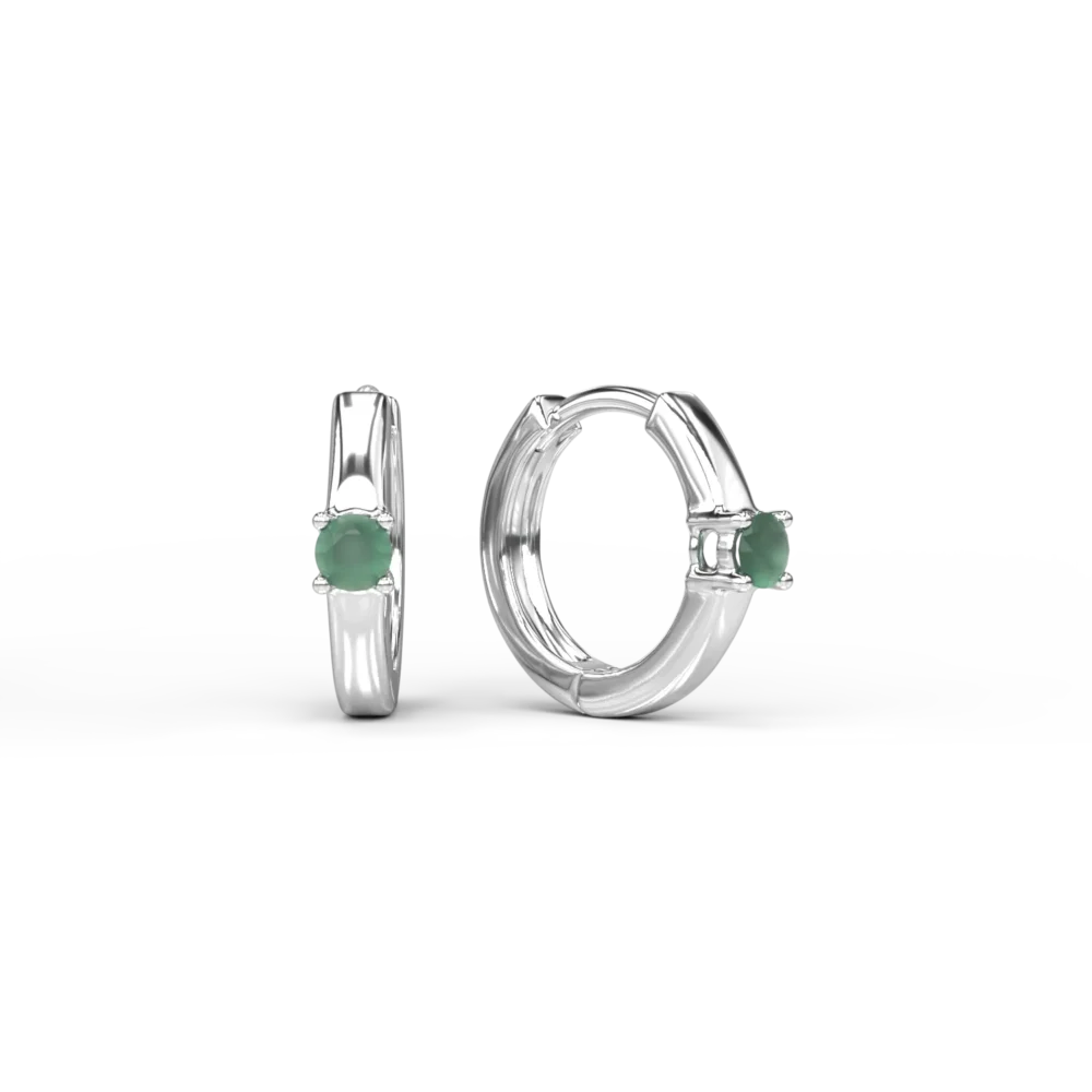 Cercei pentru copii din aur alb cu smarald de 0.11ct