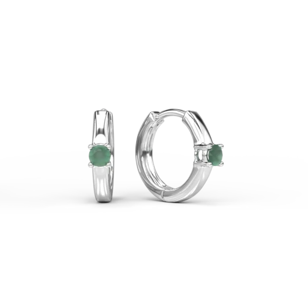 Cercei pentru copii din aur alb cu smarald de 0.11ct